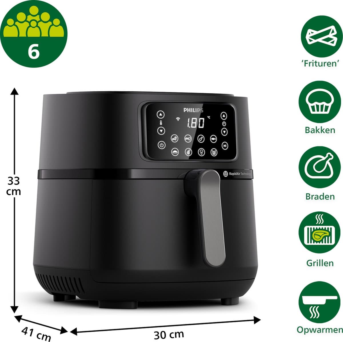 Philips 5000 series Airfryer - XXL Connected - HD9285/90 - 7.2L - Tot 6 Personen - Zwart — afbeelding 1