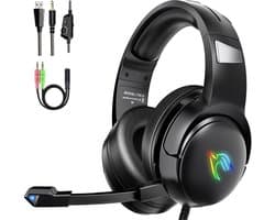 StayPowered Gaming Headset - Haarscherp Geluid & RGB Stijl - Stereo Surround Sound - Multiplatform Compatibiliteit - Ruisonderdrukkende Microfoon - Flip-Mute Schakeling - Comfortabele Pasvorm - Premium Materialen - Levering Sneller dan Aangegeven!