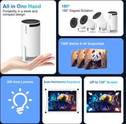 Magcubic Projector HY300 pro grijs - Projector - Beamer - Mini beamer - Projector 4k - grijs - Compact - Thuisbioscoop - HDMI - BT 5.0 - Apple - Android — thumbnail 4