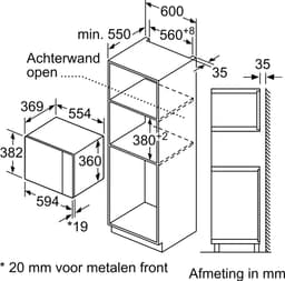 Siemens BE555LMB1 - iQ500 - Inbouwmagnetron - 59x38 cm - 25 l - Zwart - Eenvoudig te reinigen met hydrolyse — thumbnail 6