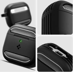 Spigen Rugged Armor geschikt voor AirPods 4 hoesje - Matte Zwart — thumbnail 3