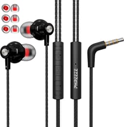 Bedrade Oordopjes met Haakse 3.5 mm Jack Aansluiting - In-Ear Sport Oortjes met Draad en Microfoon - Extra Bass - Super Comfortabel — thumbnail 1
