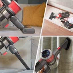 Auronic 350W Steelstofzuiger Draadloos - Draadloze Stofzuiger - HEPA Filter - Zelfstaand - Op Accu - Zonder Zak - Kruimeldief - Vacuum Cleaner - Grijs/Rood — thumbnail 4