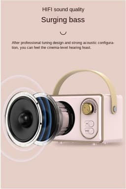 Hoogwaardige Retro Bluetooth speake - Bluetooth speaker - met Ultra Lange Batterijduur - Wit — thumbnail 2