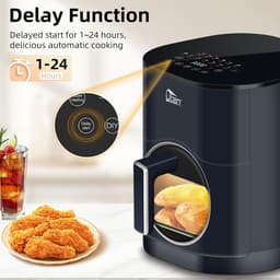 Uten Airfryer XXL 200E - Dual Blaze Technologie - Hetelucht friteuse - 5.5 liter - 14 programma's - 40ºC tot 200ºC - PFAS vrij - 2000W - Rond Venster - Saffier Blauw — thumbnail 3