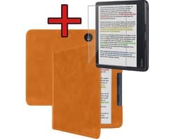 Hoes Geschikt voor Kobo Libra Colour - E-reader Hoesje Leer Luxe Bescherm Case Met Screenprotector - Hoes Geschikt voor Kobo Libra Colour Leren Hoes Book Cover - Bruin