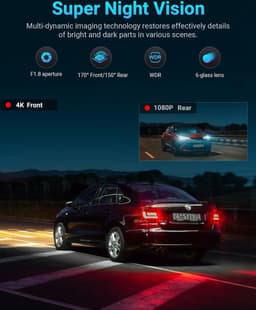 Mrs. Jones 4K Voor Achter Dashcam Auto Van Beveiliging Parkeren Mini Dash Camera Video DVR Recorder Wi-Fi APP GPS Tracker IPS Scherm Nachtzicht G-Sensor 170 Groothoek WDR 24 uur Parkeermonitorkit 64GB Streepje Street 1015 . — thumbnail 4