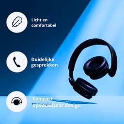 Leichte On-Ear Draadloze Bluetooth Hoofdtelefoon Met Passieve Geluidsisolatie - 55 Uur Afspeeltijd -Natuurlijke Geluid - Heldere Gesprekken - Dynamische Bass - 2 Uur USB Opladen - Blauw — thumbnail 5