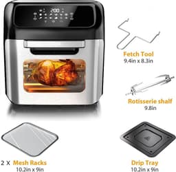 Royalty Line® AFO12601 Airfryer Oven - Airfryer XXL - 12 Liter Heteluchtoven met 12 Programma's - Touch Display Heteluchfriteuse - 1800W - Zwart / RVS — thumbnail 14