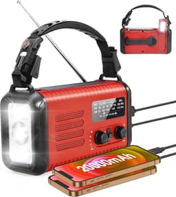 NovaWare NoodRadio Solar Opwindbaar - FM/AM - Powerbank Zonneenergie met 20.000mAh - Survival Noodpakket - Draagbare Radio op batterijen – Rood — thumbnail 2