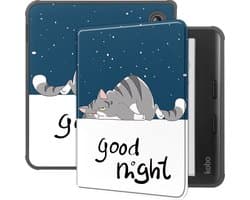 Lunso Geschikt voor Kobo Libra Colour hoes (7 inch) - sleepcover - Lazy Cat