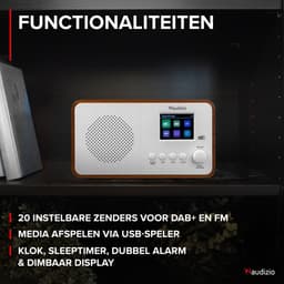 DAB radio - Audizio Avio DAB radio met Bluetooth - DAB+ - FM - USB en AUX - 20 voorkeurszender - Wit — thumbnail 5