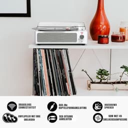 DD® Platenspeler met Speakers - Ingebouwde Speakers - Retro - 37x34x15cm - Retro Wit — thumbnail 3