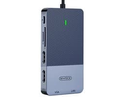 M-TECK Portable - USB-C Docking Station - USB Hub - Dual HDMI Display - 1 x VGA-poort - Ethernet Poort - 2 x USB A 3.0 - Audio In/Uit - SD/MicroSD Lezer - Geschikt voor alle laptops en MacBooks