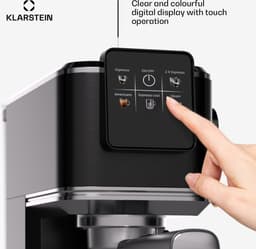 Klarstein SteelPresso Slim Touch Espressomachine – 20 bar, 1350 W, 1,2 liter waterreservoir, stoompijpje, zwart, compact, gebruiksvriendelijk, gemakkelijk schoon te maken, espressomachine — thumbnail 5