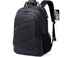 Rugzak heren dames zwart Mauro Vinci® Ruzo met carbon fiber strepen met usb oplaadpoort - Rugzakken voor laptop 17 inch laptopvak - Waterafstotend - Laptop Rugtas - Outdoor tas- Schooltas met veel vakken - Hoge kwaliteit