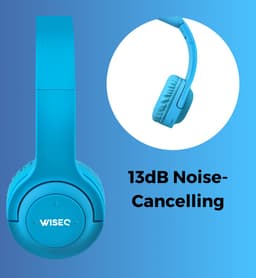 WiseQ HERO Koptelefoon Kinderen – Blauwe Draadloze Kinderkoptelefoon Bluetooth – 13dB Geluidsdempend – 38u Bluetooth & Microfoon – Blauw — thumbnail 7