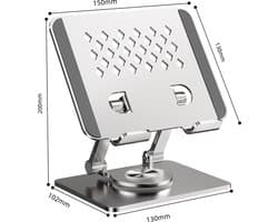 WK® Metaal Tablet Standaard - 360 garden rotatie Tablet Telefoon Houder- Siliconen anti slip - stabiel en duurzaam - 4.7-12 Inch Ipad & Tablet & Telefoon- 15*13cm -Zilver