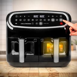 AF34 BK Set Airfryer met 1 grote lade van 10L en 2 kleine lades van 5L inbegrepen 10 Voorgeprogrammeerde Kookprogramma's Zonder olie Sync Cook en Sync Finish functies — thumbnail 2