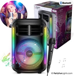PartyFunLights draadloze karaoke set party speaker met microfoon zwart - Discoverlichting - Oplaadbaar — thumbnail 4