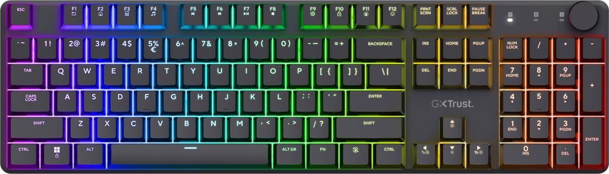Trust GXT 868 Torix - Draadloos Mechanisch gaming toetsenbord - Full RGB - White Switches - Qwerty US - Zwart — afbeelding 1