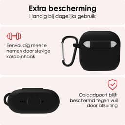 Hoes - Geschikt voor Apple AirPods 4 - Siliconen Hoesje met Clip - Silicone Case Cover - Zwart — thumbnail 5