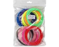 [filament 3d pen] [PCL filamenten] [10 verschillende kleuren] [5m per kleur] [totaal 50m filament] [laag temperatuur 60-90 graden Celsius]