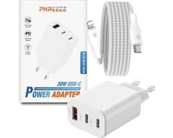 30W Multi Snellader - Geschikt voor iPhone en iPad Oplader - 3 Meter Oplaadstekker - Werkt met 14/13/12/11/Xr/Xs/Xs Max/8/8 Plus/ Pro