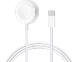 By Qubix Draadloze Oplader voor Apple Watch - 1 meter - USB-C - Type C - Magnetisch Horloge Oplaadstation - Wit - Geschikt voor alle Apple Watch Series