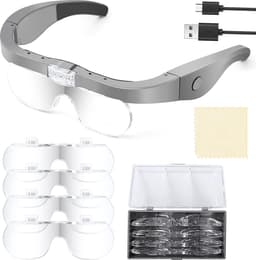 Vergrootglas met LED-verlichting en verwisselbare lenzen voor ambachten en sieraden — thumbnail 1