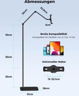 Verstelbare Tabletstandaard voor Mobiele Telefoons en Tablets van 4,7 - 13 Inch — thumbnail 4