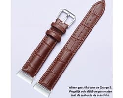 Bruin Lederen Bandje geschikt voor Fitbit Charge 5 & Charge 6 – brown leather smartwatch strap - Leder - Leer - Leren - Polsbandje - Maat: zie maatfoto