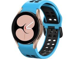 Strap-it Smartwatch bandje - sport square bandje perfect fit geschikt voor Samsung Galaxy Watch 4 / Galaxy Watch 4 Classic / Watch FE / Galaxy Watch 5 / Watch 5 Pro / Galaxy Watch 6 (Classic) / Galaxy Watch 7 (40 & 44mm) - lichtblauw/zwart