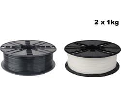Gembird PLA Filament - 1.75mm - 1kg- Voordeelset - Zwart en Wit - 3D printer filament