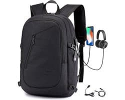 IGOODS Rugtas Laptop - Rugzak Heren - Anti-Diefstal Zakelijke Rugzak Dames - Rugzak Meisje - Tas met USB-oplaadpoort - 14 t/m 15,6 inch - Zwart