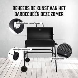 XL Houtskool Barbecue - BBQ - Verrijdbaar - Cilindervorm - Buitenkeuken — thumbnail 5