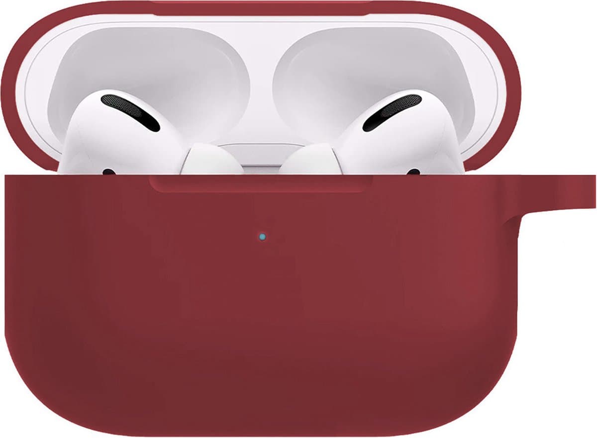 Hoesje - Geschikt voor Apple AirPods Pro 2 - met Clip - Siliconen Hoes - Silicone Case Cover - Wijnrood — afbeelding 1