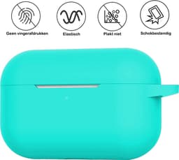 Hoesje - Geschikt voor Apple AirPods Pro 2 - Siliconen Hoes met Clip - Silicone Case Cover - Mintgroen — thumbnail 5