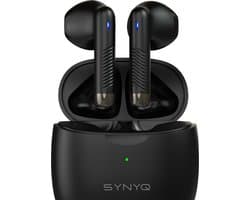 Synyq ProX - Draadloze Oordopjes - 30 uur Afspeeltijd - Bluetooth Oordopjes - Draadloze Oortjes - Oortjes Draadloos - Zwart