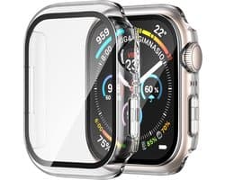 Screenprotector en Hoesje geschikt voor Apple Watch SE 44mm 2022 - Transparant360 Graden Volledige Bescherming - Beschermglas Hoes Screen Protector Glas