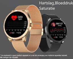 Belesy® Y4 Pro 2022 - Smartwatch Dames - Smartwatch Heren - Android - IOS - Horloge - 1.28 inch - Kleurenscherm - Stappenteller - Bloeddruk - Hartslag - 75+ Wijzerplaten - Sporten - Staal - Goud - Moederdag — thumbnail 4