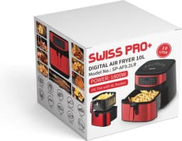 Swiss Pro+ - Airfryer 10L XXXL - Rood - SP-AF10L - Intelligente Heteluchtfriteuse Digitaal- 10L - XXXL - New Model 2026 - Touchscreen - TURBO Opwarmen - Rood - 10 liter — thumbnail 5