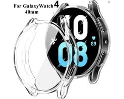 Full Cover Screen Protector - Cover Case - Bumper Hoesje - Geschikt Voor Samsung Galaxy Watch4 40mm - Beschermhoes - Screenprotector - Beschermer Hoes - Volledige 360 Graden Display & Rand Bescherming - Transparant