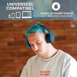 PowerLocus P1 Bluetooth Koptelefoon – Draadloos – Over Ear – Met Microfoon – Inklapbaar - incl. Hoes – Zwart/Blauw — thumbnail 3