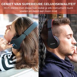 PowerLocus P1 Bluetooth Koptelefoon – Draadloos – Over Ear – Met Microfoon – Inklapbaar - incl. Hoes – Zwart/Rood — thumbnail 9