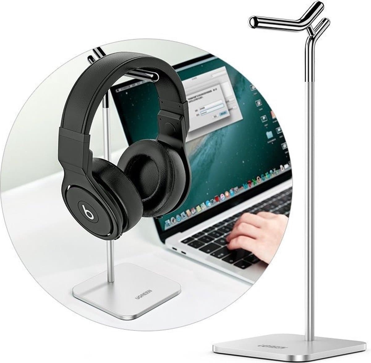 Ugreen Headset Stand - voor Bureau - Aluminium - Koptelefoon Houder - Zilver — afbeelding 1