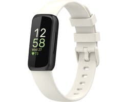 Siliconen Smartwatch bandje - Geschikt voor Fitbit Inspire 3 siliconen bandje - ivoor wit - Strap-it Horlogeband / Polsband / Armband - Maat: Maat S