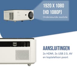 Salora 51BFM3850 - Beamer - Projector - 320 ANSI lumens - LED 1920x1080 - Wit - Screen Mirroring — thumbnail 1