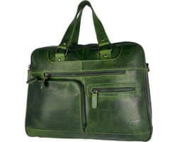 Handtassen - Schoudertas - Groen - Echt Leer - Werktas Dames - Werktas Heren - Crossbody Tas - Schooltas - Laptop tot 15.6 - Arrigo