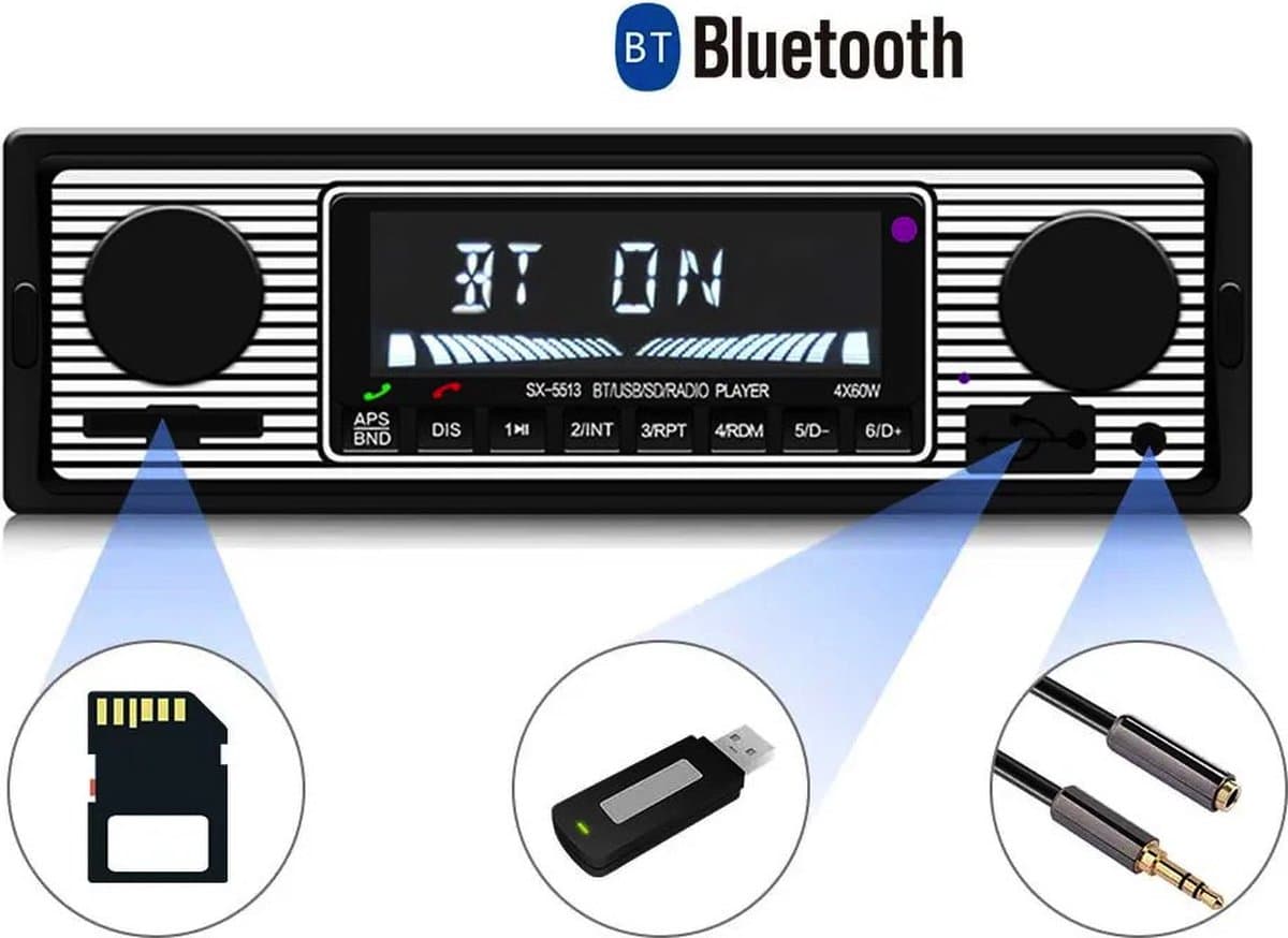1-Din Autoradio | Bluetooth & USB | Klassiek — afbeelding 1